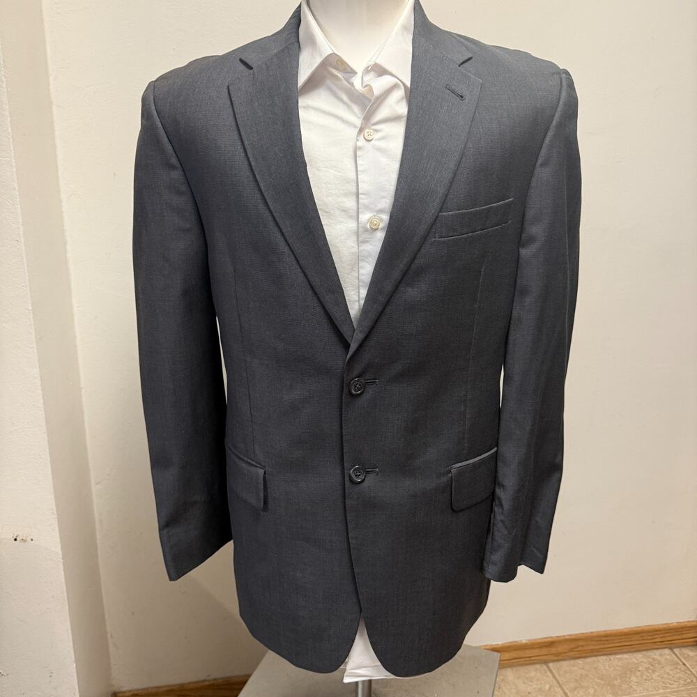 Jos. A. Bank Signature Sport Coat Mens 40R Gray Wool Microcheck Blazer Check